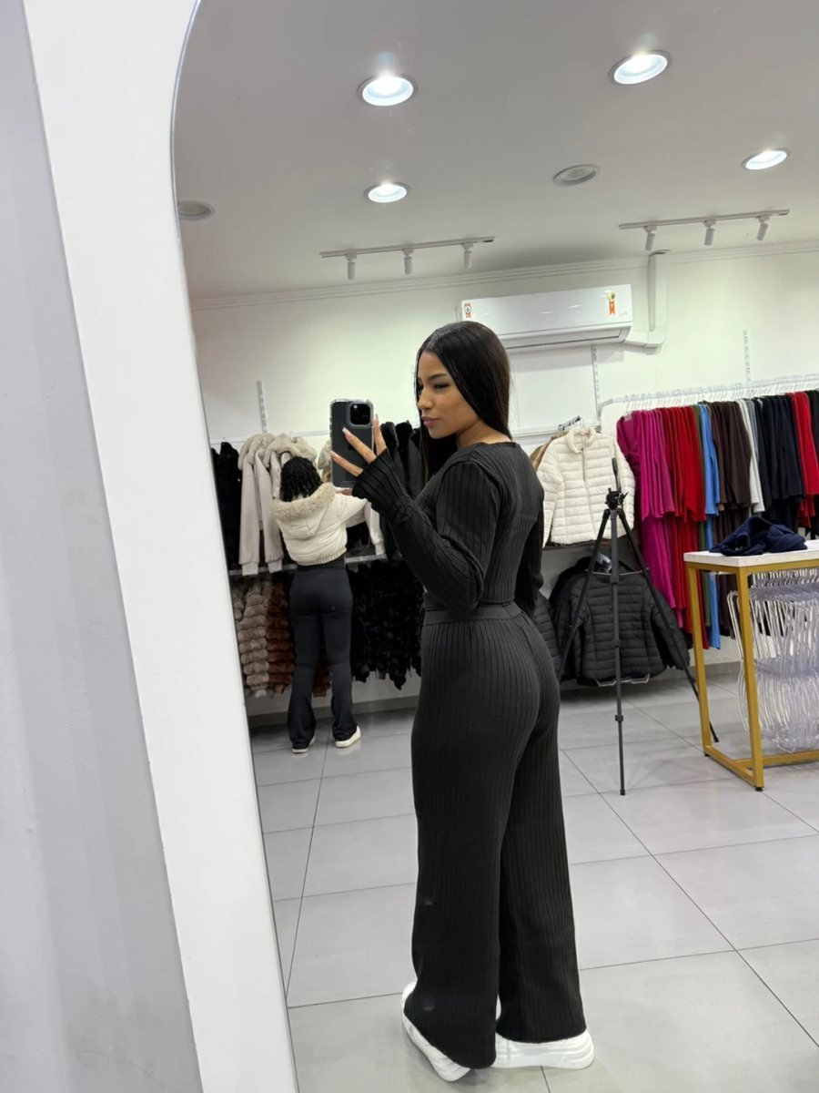 Conjunto Luxxo Modal Mousse Cropped Gola Quadrada E Calça Pantalona Cordinha De Regulagem, foto 2