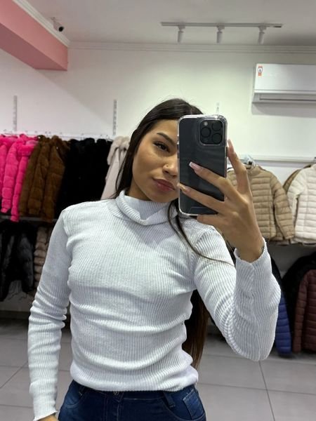 Blusa De Lã Com Gola Branco