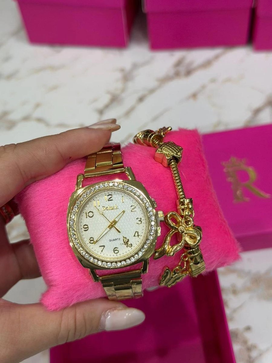 Relógio Dourado Com A Pulseira Pingentes, foto 2