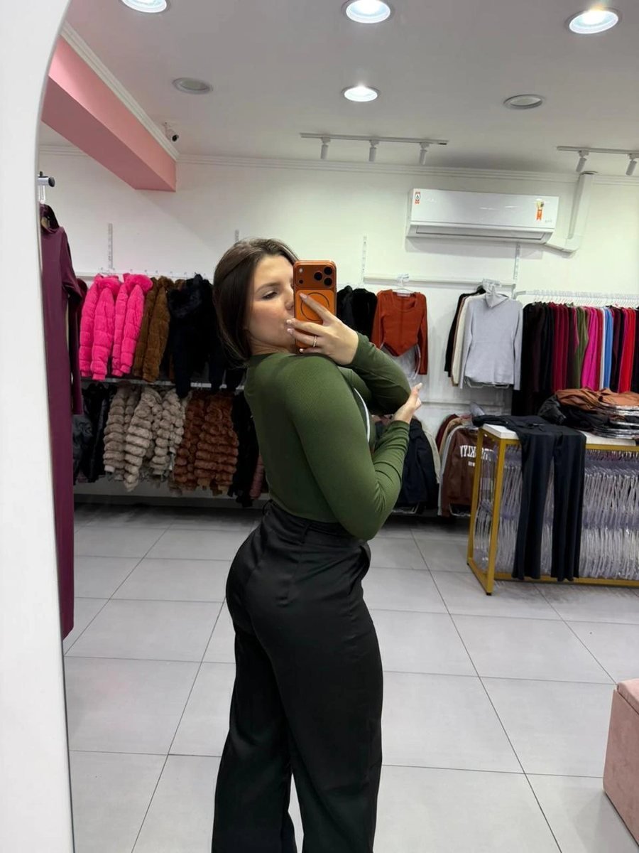 Body Canelado Térmico Com Detalhe Linha E Manga Longa Verde, foto 2