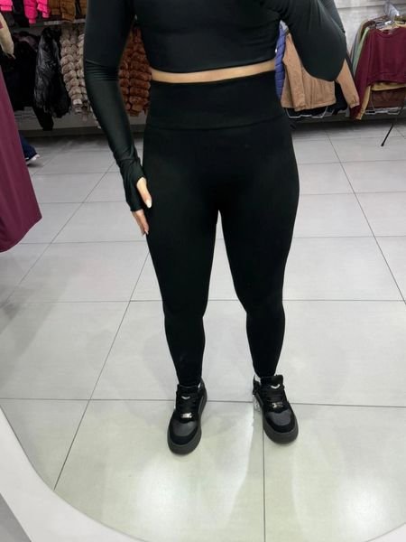 Legging Canelado Térmico Com Cós Alto Preto