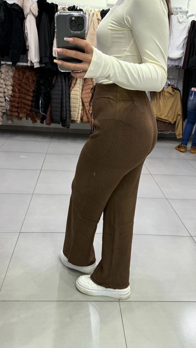 Calça Pantalona Modal Mousse Marrom Escuro, foto 2