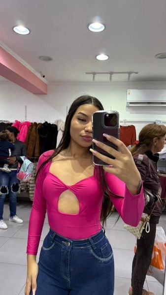 Body Poliamida Com Bojo e Com Detalhe De Abertura Abaixo Do Peito Rosa Pink - (cópia)