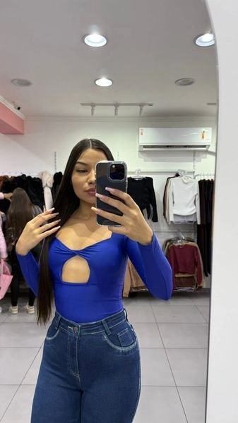 Body Poliamida Com Bojo e Com Detalhe De Abertura Abaixo Do Peito Azul : 496