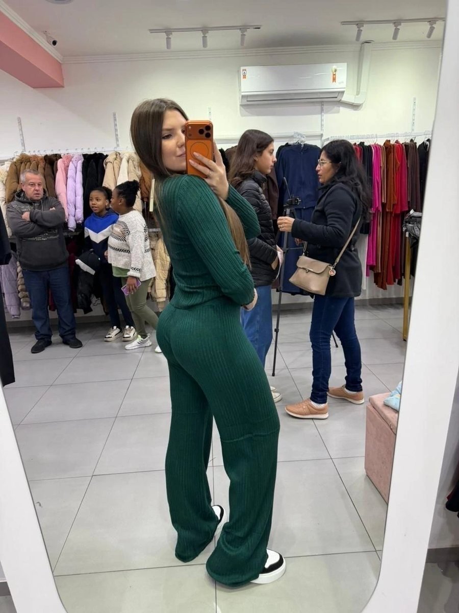 Conjunto Modal Mousse Blusa Botões Gola Polo E Calça Pantalona Verde, foto 2