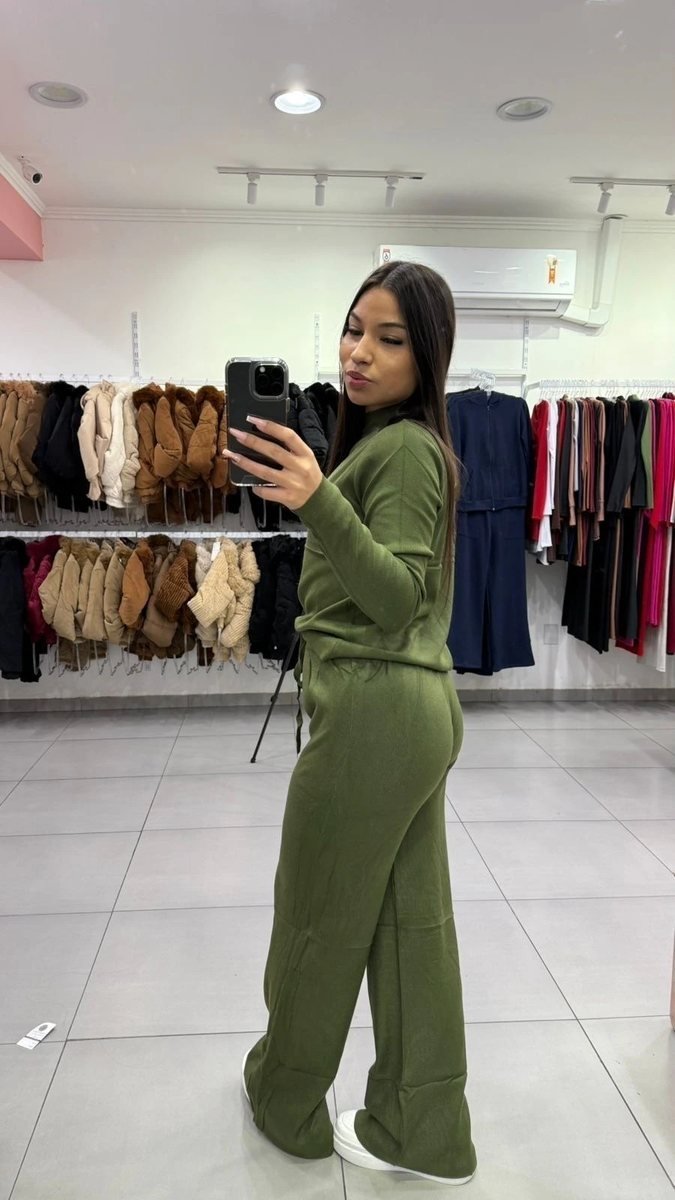 Conjunto Mousse Blusa Básica Com Calça Pantalona Verde, foto 2