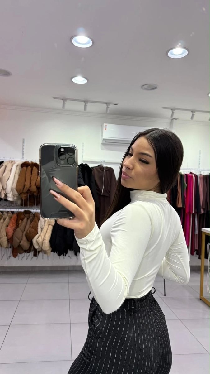 Body Poliamida Com Gola E Manga Longa Off White, foto 2