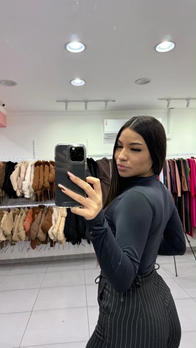 Body Poliamida Com Gola E Manga Longa Preto, foto 2