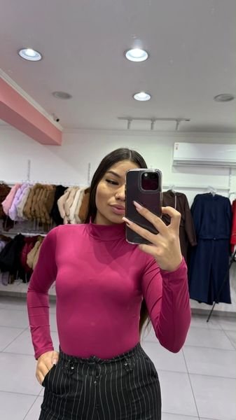 Body Poliamida Com Gola E Manga Longa Bordo