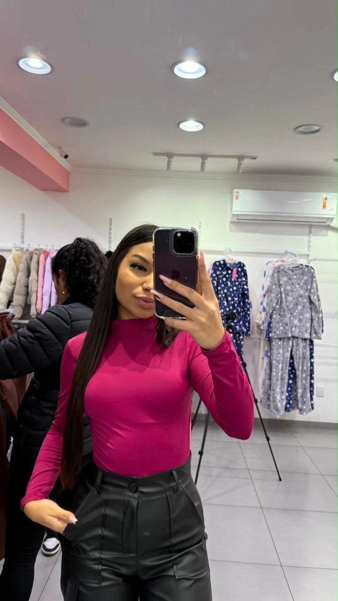 Body Poliamida Com Gola Costa Nua Bordo