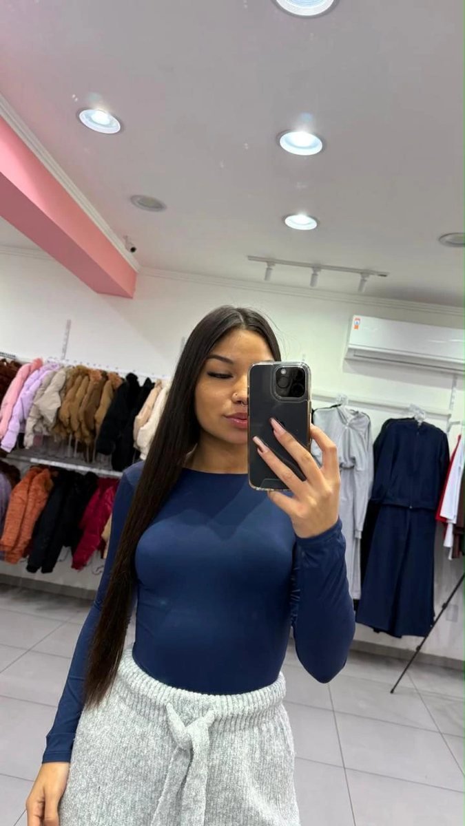 Body Poliamida Costas Nua Com Manga Longa Azul