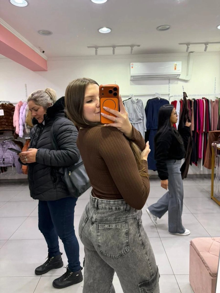 Body Canelado Fino Manga Longa Gola Quadrada Marrom, foto 2