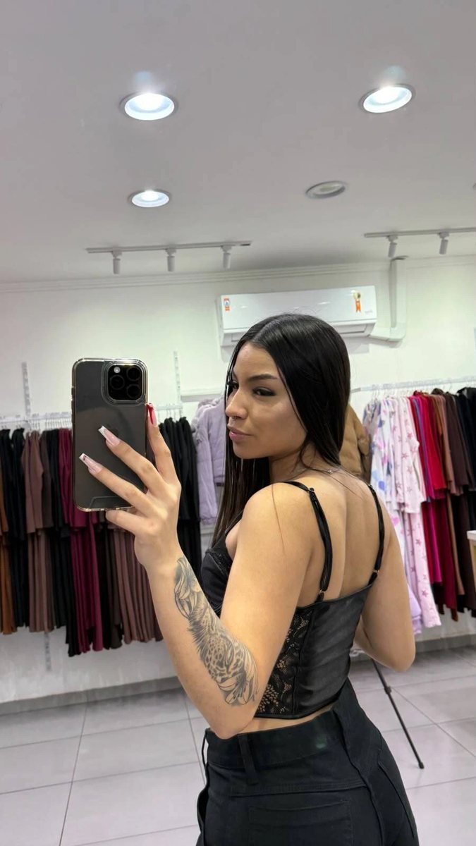 Cropped Corset Renda Preto, foto 2