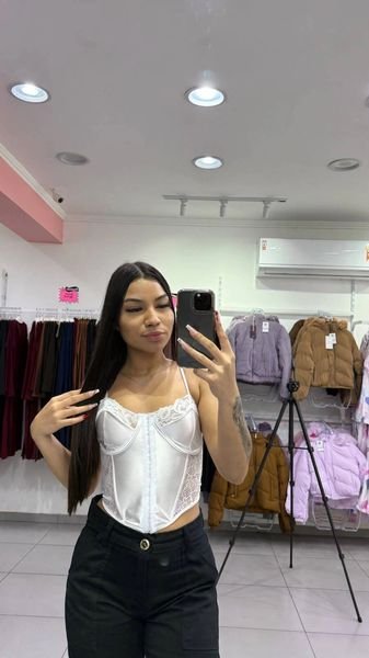 Cropped Corset Renda Branco