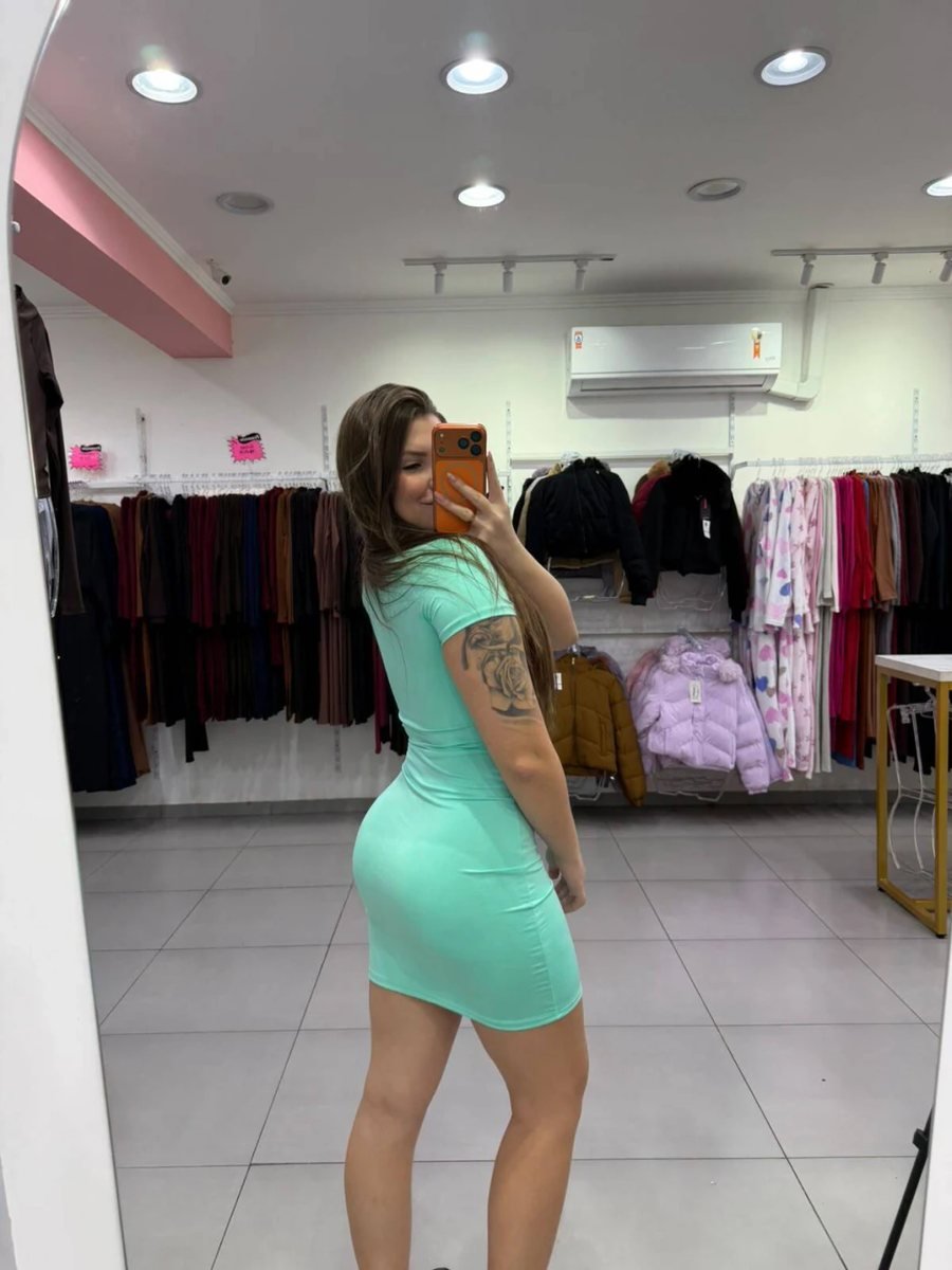 Vestido Suplex Curto Aura Neon Com Gola V e Manga Curta, foto 2