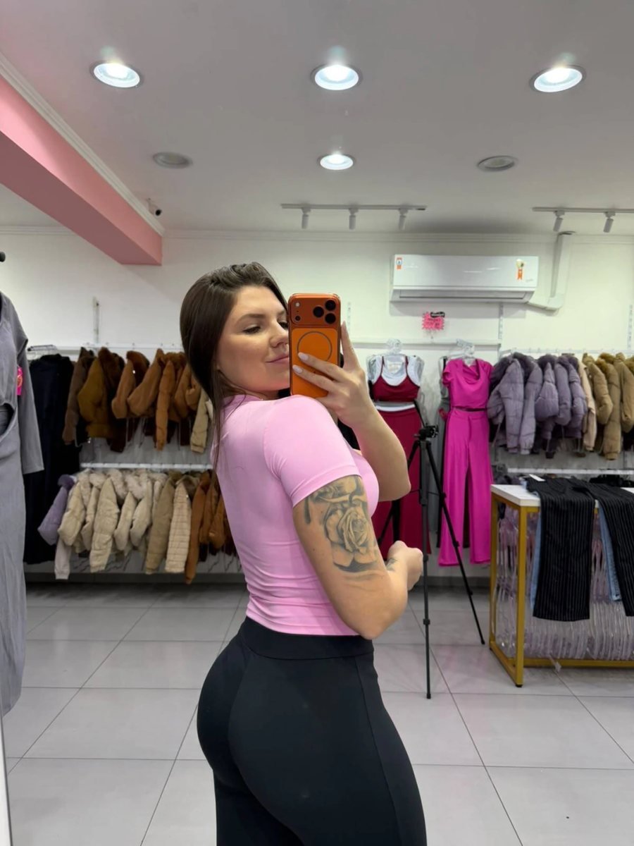 Cropped Poliamida Básico Com Manga Curta Rosa, foto 2