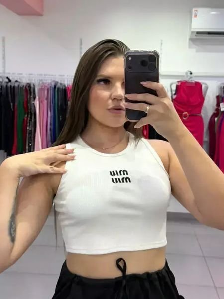 Cropped Canelado Regata MiuMiu Branco