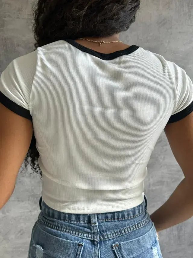 Cropped Malibu California Branca Com Alcinha Preta, foto 2