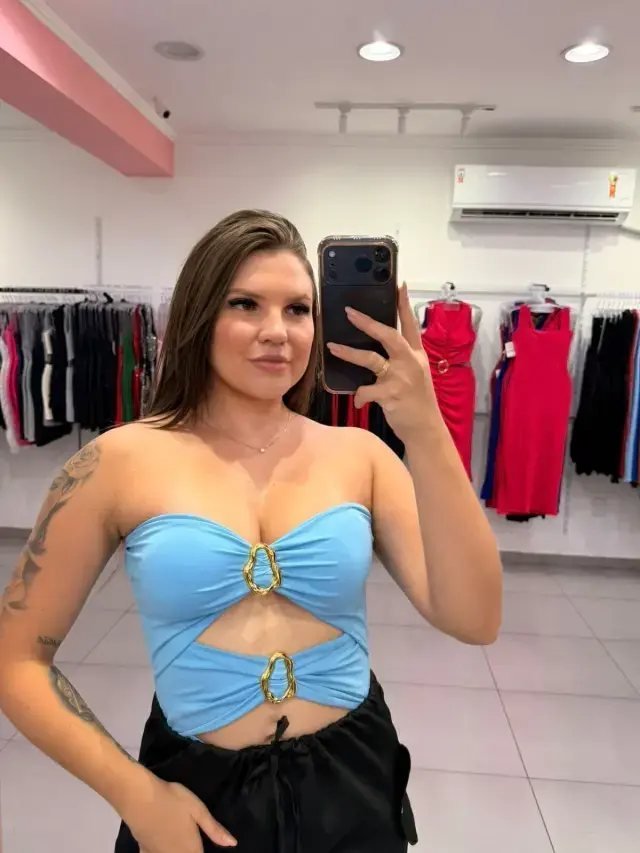 Body Tomara Que Caia Duas Argolas Com Bojo Azul Claro