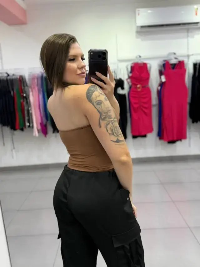Body Tomara Que Caia Duas Argolas Com Bojo Marrom Claro, foto 2