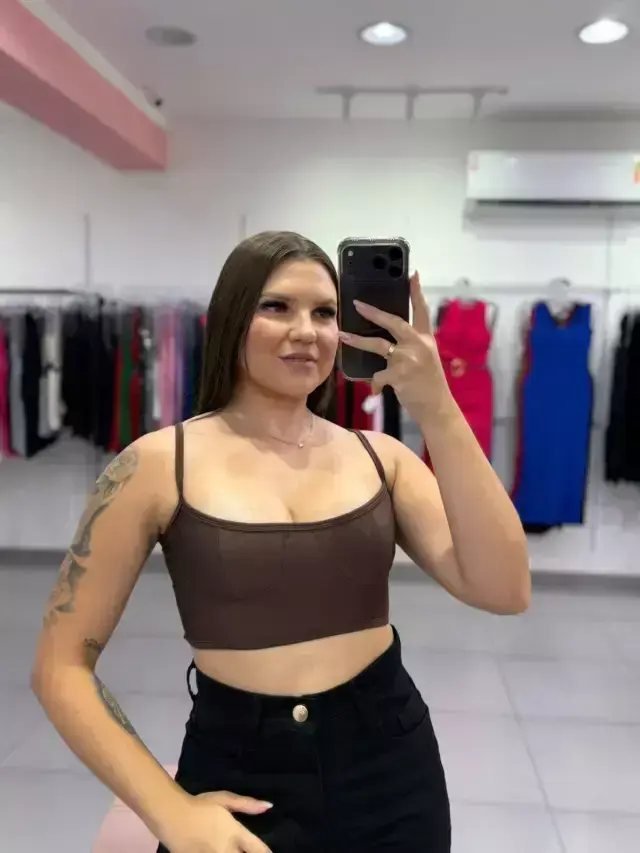 Cropped Meia Taça Supex Marrom Escuro