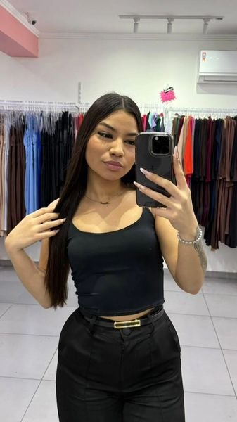 Cropped Alcinha Fina Preto