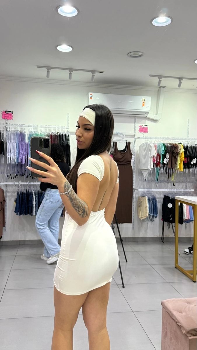Vestido Curto Costa Nua Com Faixa Poliamida Branco, foto 2