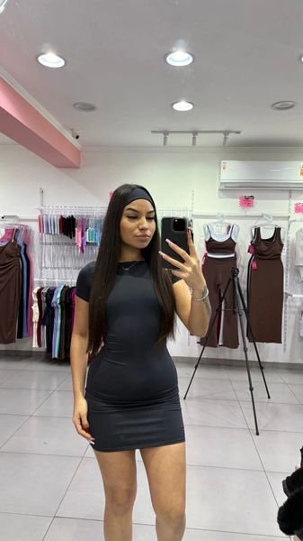 Vestido Curto Costa Nua Com Faixa Poliamida Preto