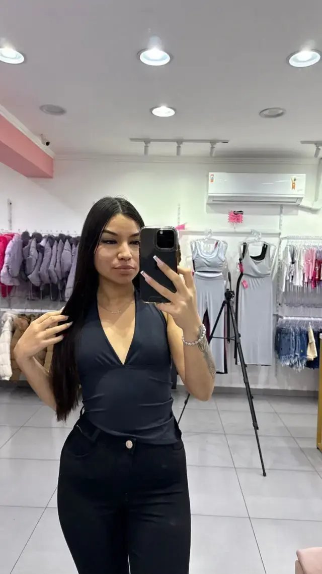 Cropped Poliamida Frente Única De Amarrar Preto