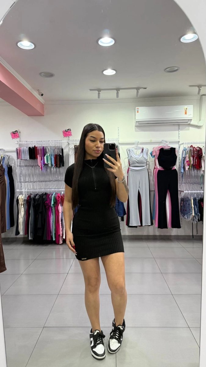 Vestido Modal Amélie Com Ziper Preto