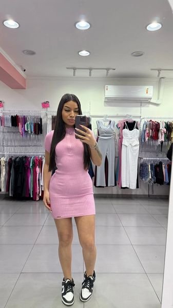 Vestido Modal Amélie Com Ziper Rosa