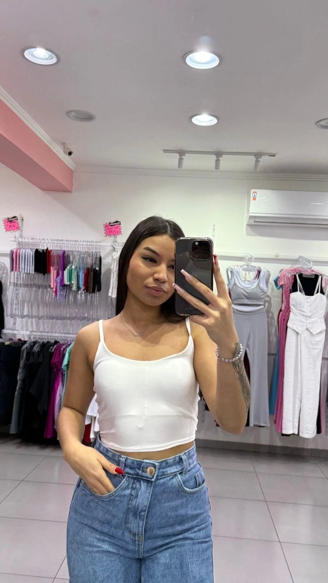 Cropped Suplex Alça Fina Branco