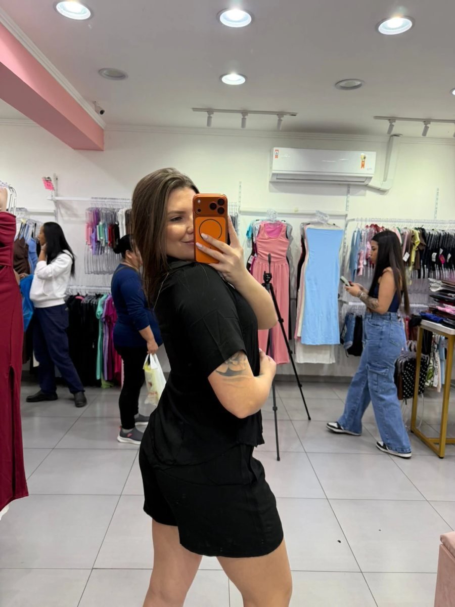 Conjunto Viscose Gola V Botonado All Black, foto 2