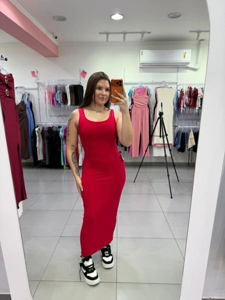 Vestido Poliamida Vermelho Luxxo Com Bojo