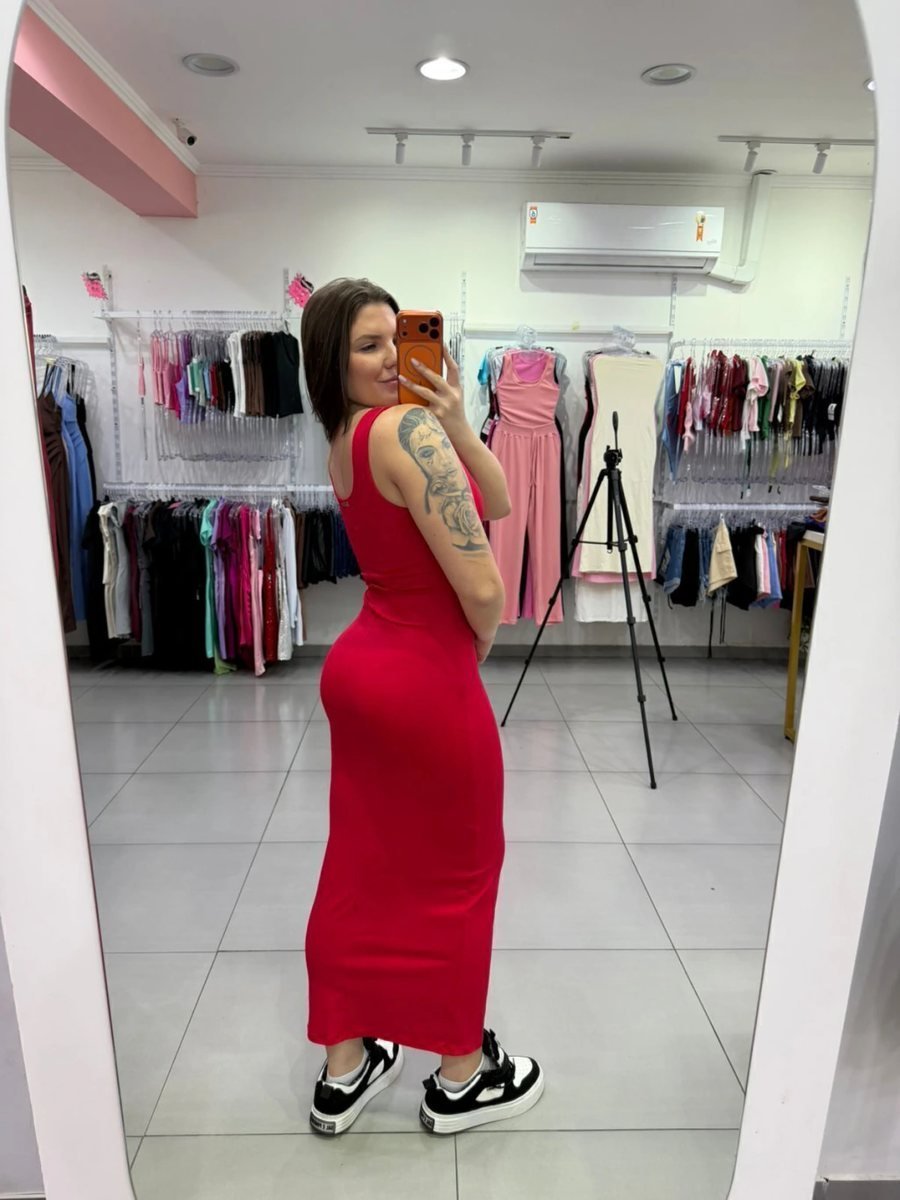 Vestido Poliamida Vermelho Luxxo Com Bojo, foto 2