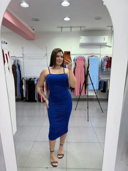 Vestido Suplex Premium Ançinha Fina Azul Forte