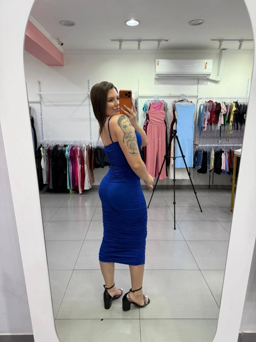 Vestido Suplex Premium Ançinha Fina Azul Forte, foto 2