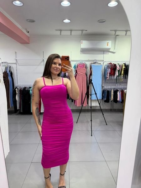 Vestido Suplex Premium Ançinha Fina Rosa