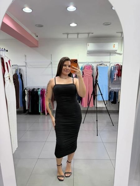 Vestido Suplex Premium Ançinha Fina Preto