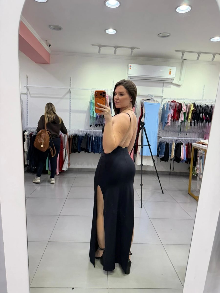 Vestido Luxxo Com Fenda Lateral e Costa Nua Preto, foto 2