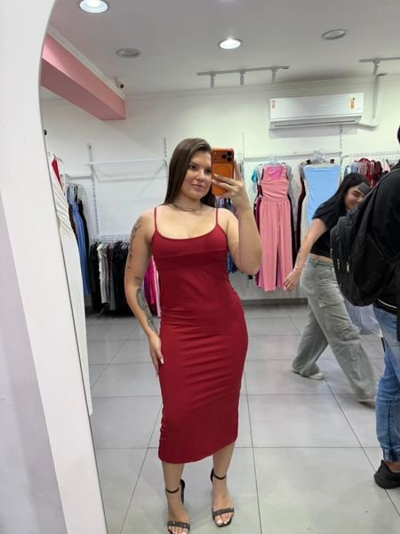 Vestido Com Fenda Traseira e Amarração Bordo 171