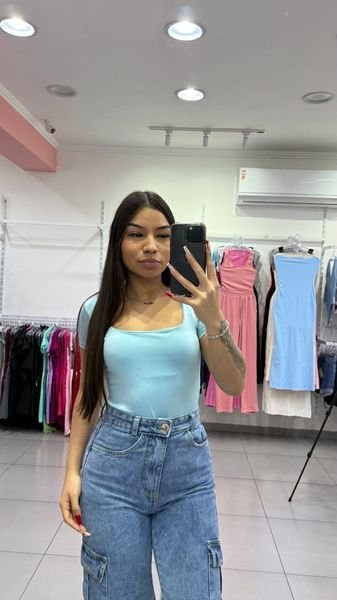 Body Chic Gola Quadrada Azul Fraco