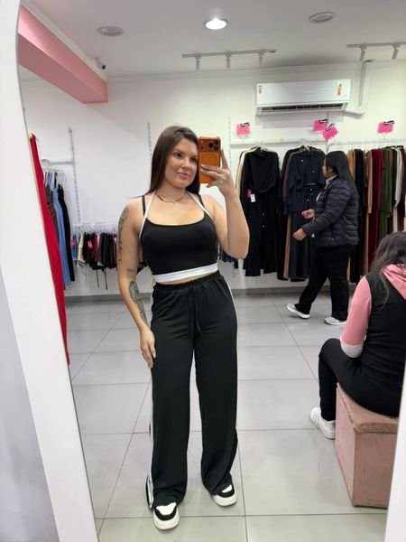 Conjunto Suplex Top e Calça Shape Preto