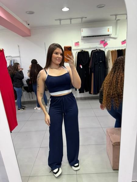 Conjunto Suplex Top e Calça Shape Azul Forte