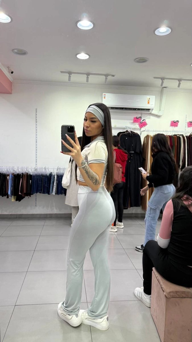 Conjunto Suplex Cropped e Calça + Faixa Cinza, foto 2