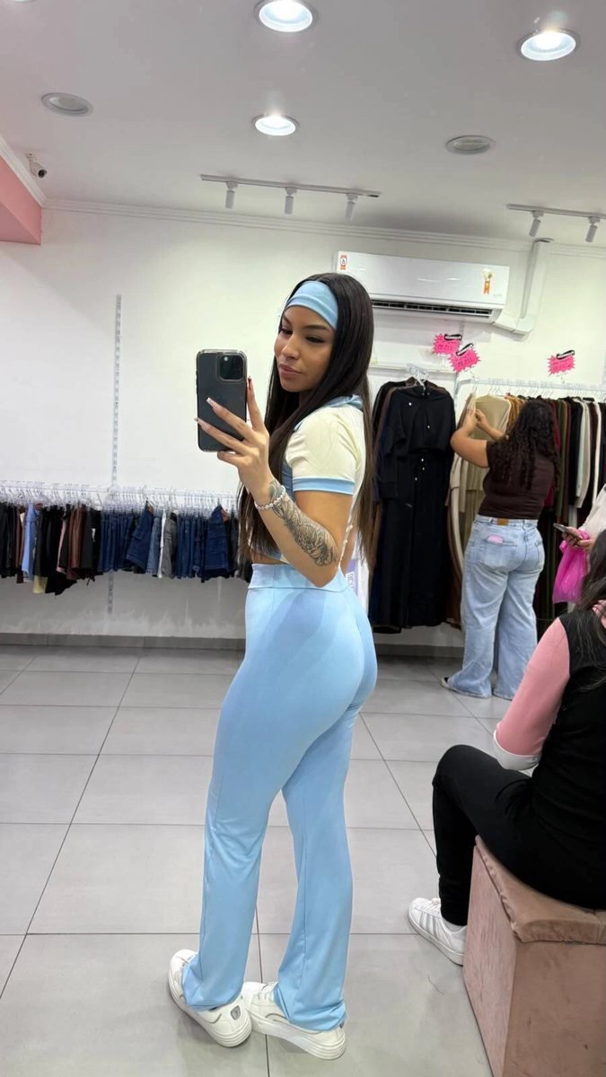 Conjunto Suplex Cropped e Calça + Faixa Azul Claro, foto 2
