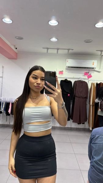 Cropped Honey Poliamida Cinza