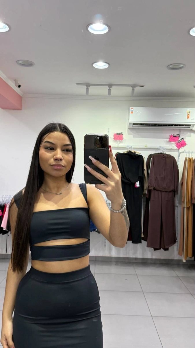 Cropped Honey Poliamida Preto