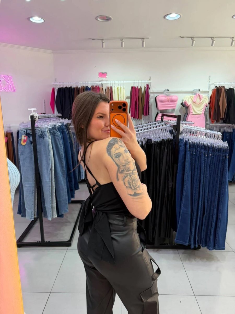 Cropped Viscose Alça Fina E Amarração Nas Costas Preto, foto 2