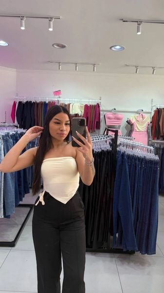 Cropped Drapeado Com Corda No Lado Amarelo